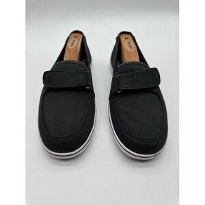 Grasshoppers EF37412 Black Canvas Slip On Loafers Hook‎ Loop Strap Womens 8W
